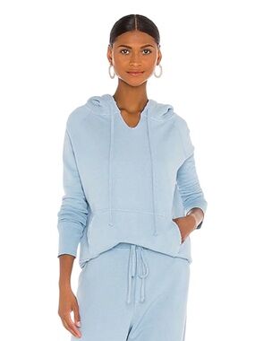 Nili Lotan Janie Distressed Hoodie in Light Blue